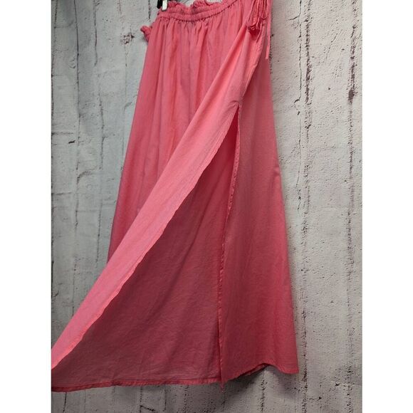 J. Crew Pink Cotton Voile Side Slits and tie Beach skirt Plus size 2X Lightweigh - Picture 3 of 12